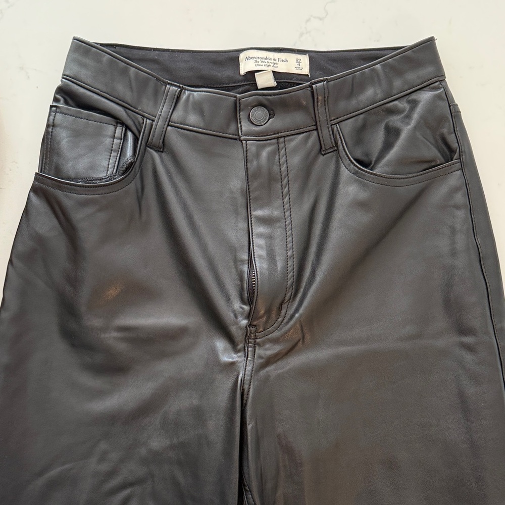 Abercrombie & Fitch Dark Gray Faux Leather Pants